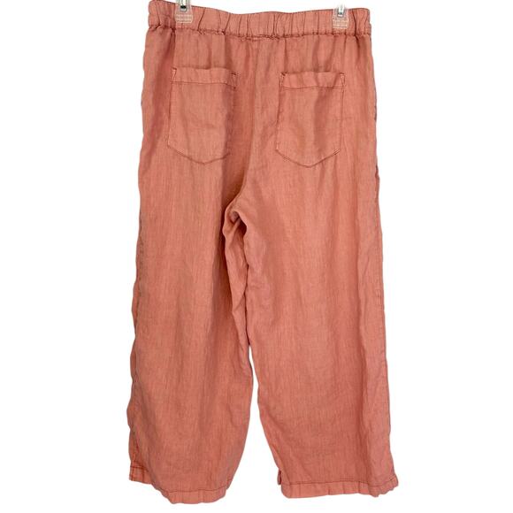 Cynthia Rowley Pure Linen Cropped Wide Leg Pants Coral Pink Size M - Picture 5 of 8